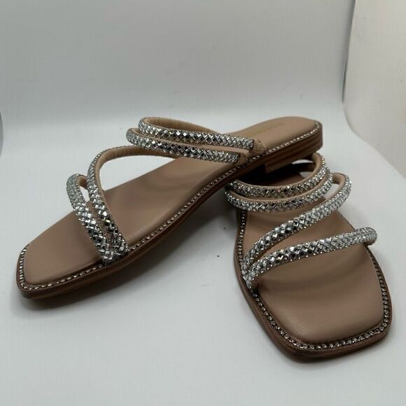 CUSHIONAIRE Women's rhinestone slide sandal +Memory Foam 8.5 WIDE SILVER - Picture 7 of 7